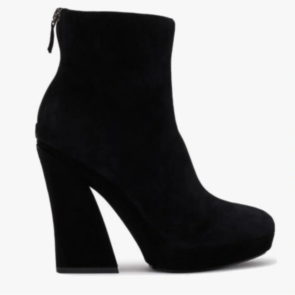 Alice+Olivia Suede Platform Heeled Booties Boots Black Size 8.5